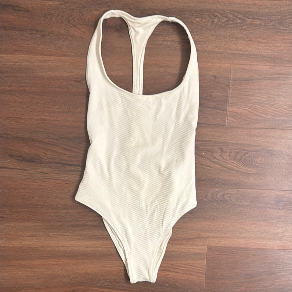 Aerie Cream One Piece Cheekier Swimsuit